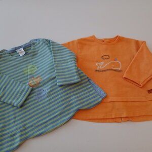 Catimini 100% Cotton fish & whale motifs- tunic /tops 12 months MADE IN FRANCE